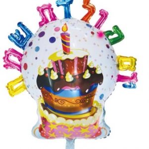 בלון עוגה עם אותיות יום הולדת שמח בעברית ענק