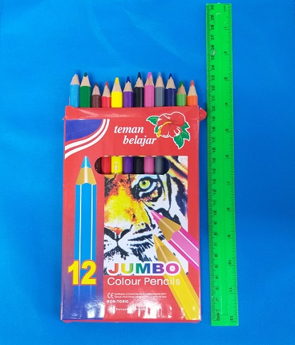 עפרונות צבעוניים עבים | עפרון צבעוני 12 יחידות איכותי