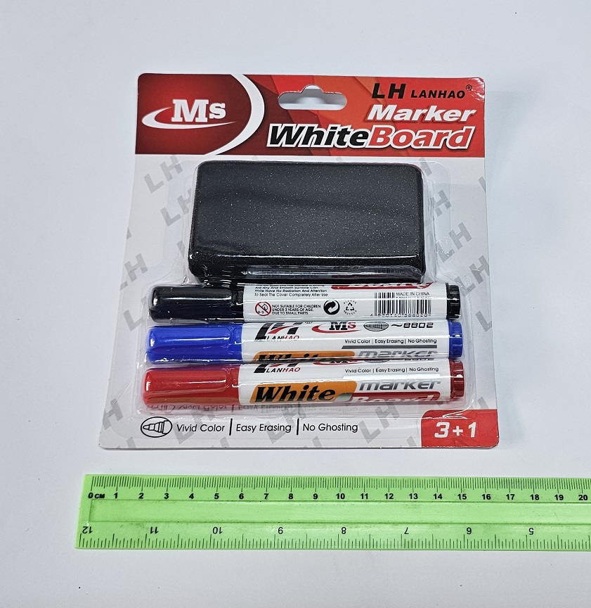 טוש מחיק | ספוג ללוח | טוש מחיק עם ספוג ללוח שלישייה