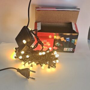 שרשרת לדים צהוב 5 מטר | שרשרת אור צהוב | חיבור לחשמל עם בורר מצבים