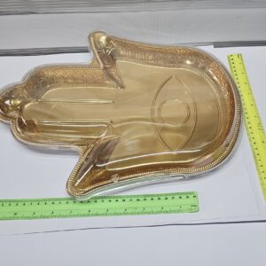 מגש חמסה מחולק עם מכסה | למסיבות וחינה צבע זהב